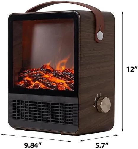 Vista 3 de Hearth Brands Calentador de espacio portátil con chimenea eléctrica con efecto de llama 3D, 1500 W, esfera de termostato ajustable, sensor