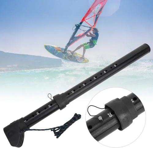 Vista 4 de Extensión de mástil de Windsurf de aleación de aluminio ajustable de 17 pulgadas, con cuerda de nailon, apto para mástiles de diámetro estándar
