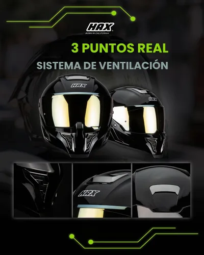 Vista 4 de Hax Dual-Certified Motorcycle Helmet for Multi-Scenario Riding Negro brillante