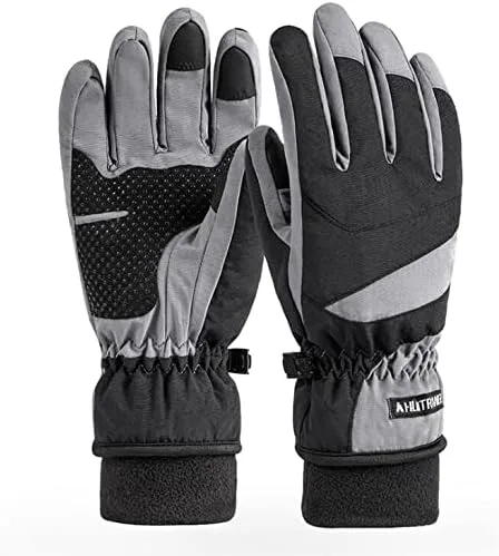 Vista 3 de IPENNY Guantes de esquí de invierno para mujer y hombre, guantes cálidos para pantalla táctil, guantes de clima frío, impermeables, resistentes al
