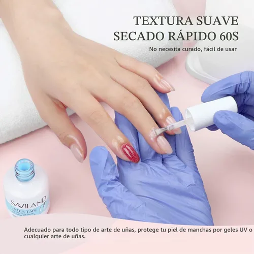 Vista 3 de SAVILAND Látex de uñas con pinzas, barrera de esmalte de 1.06 onzas líquidas, cinta fácil de usar para protección de cutículas, suministros