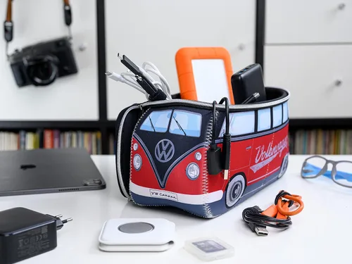 Vista 6 de BRISA VW Collection - Volkswagen - Bolsa universal de neopreno para maquillaje, cosméticos, artículos de tocador para farmacia de viaje, con diseño