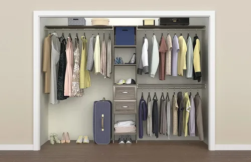 Vista 8 de ClosetMaid SuiteSymphony Juego de organizador de armario de madera con torre, 3 varillas para colgar, estantes superiores, 2 cajones, ajustable