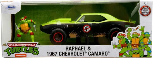 Vista 2 de Teenage Mutant Ninja Turtles 1:24 1967 Chevy Camaro - Coche fundido a presión y figura de Rafael de 2.75 pulgadas, juguetes para niños y adultos