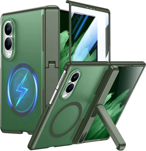 Vista 67 de Temdan Funda para Samsung Galaxy Z Fold 8, compatible con MagSafe, protector de pantalla HD integrado y función atril, protección de bisagra Negro