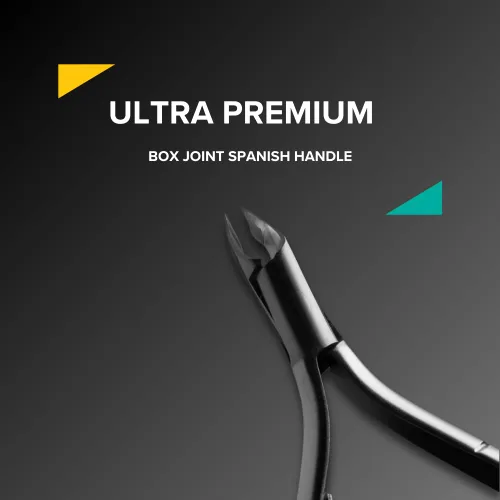 Vista 3 de Rui Smiths Pro Premium - Pinzas de cutícula de acero inoxidable profesionales, mango español, junta de caja redondeada, cromado mate, mandíbula