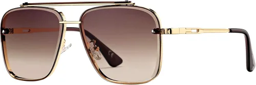 Vista 4 de Hycredi Tony Stark - Lentes de sol para hombres y mujeres, lentes de aviador cuadrados clásicos con protección UV