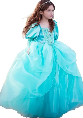 Vista 9 de Disfraces de Cenicienta para niñas de CQDY, disfraz de princesa para fiesta de Halloween, cumpleaños, elegante vestido de baile
