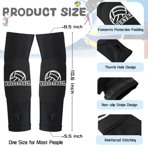 Vista 10 de Rodilleras de voleibol, mangas para brazos, calcetines y diadema de voleibol, 4 piezas, accesorios de voleibol, mangas para antebrazo para pasar