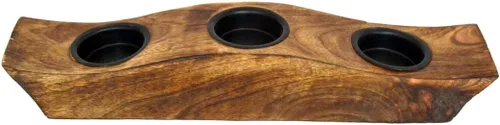 Vista 6 de eTroves Juego de portavelas de madera, portavelas votivas de madera de mango con diseño de barco de madera de mango, portavelas de madera