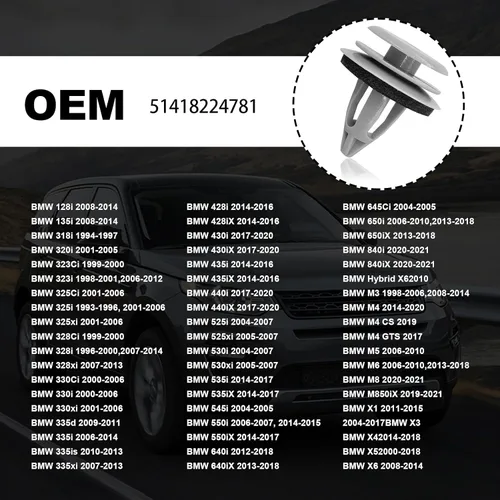 Vista 3 de 30 piezas de nylon gris puerta Trim Panel Retenedor Compatible con BMW 51418224781 51410407983 51430141025