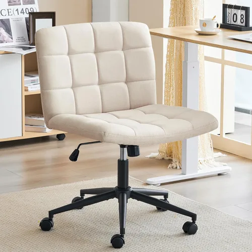 Vista 14 de Furnimart Silla de escritorio giratoria de 360° con tiras cruzadas, cojín extra grueso, silla de felpilla de alta calidad con patas cruzadas