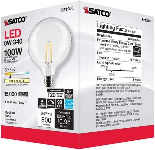 Vista 7 de Satco Paquete de 6 bombillas LED de filamento de globo G40 de 8 W, 3000 K, blanco suave, E26, base media, regulable, equivalente a 100 W, ubicación