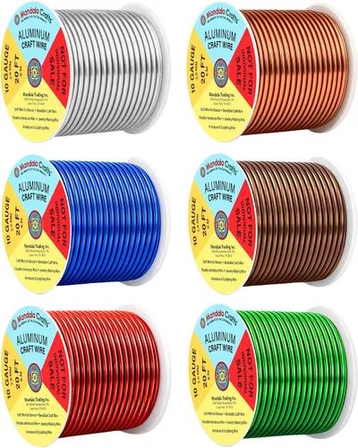 Vista 14 de Mandala Crafts - Alambre de aluminio anodizado de calibre 22 para hacer joyas - 137.2 m de alambre flexible surtido y coloreado - Doble para bonsái