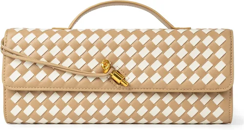 Vista 18 de Joryin Bolso tejido para mujer, bolso de mano de cuero tejido, bolso cruzado, bolso formal de noche, cuero vegano