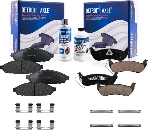 Vista 134 de Detroit Axle - Pastillas de freno de cerámica delanteras Reemplazo de pinza de freno derecha para Dodge Ram 1500 Dakota, Ram 1500 Classic - Juego