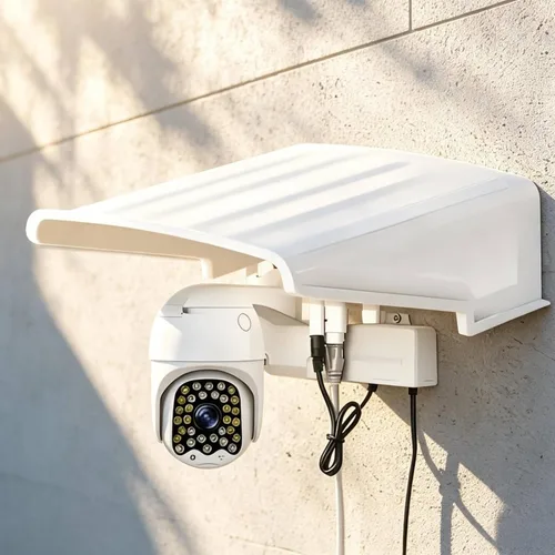 Vista 7 de Cubierta de lluvia para cámara, protector de pared para exteriores, resistente a la intemperie, bloqueo solar, adecuado para edificio de oficinas