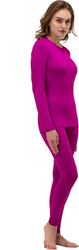 Vista 4 de Conjunto de ropa interior 100 % lana merino para mujer, Rojo Púrpura-7.58oz, L