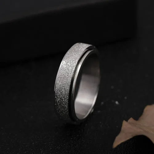 Vista 4 de KOHOTA Anillos giratorios de acero inoxidable para mujeres y hombres, anillos giratorios para la ansiedad, anillos giratorios para aliviar