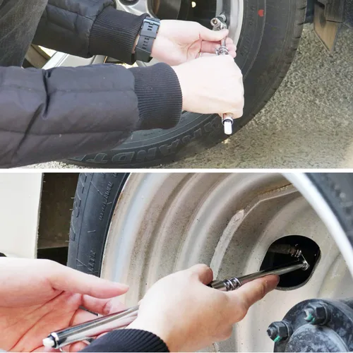 Vista 6 de ATsafepro Medidor de presión de neumáticos para semirremolque, rango de calibre de neumáticos de alta resistencia a 150 PSI/10 bar, medidor