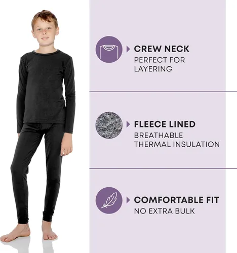 Vista 28 de Rocky Ropa interior térmica para niños, ropa interior larga para niños, capa base para clima frío/esquí
