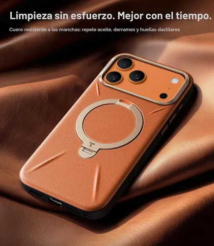 Vista 8 de TORRAS Q3 VegSkin - Funda de piel para iPhone 17 Pro Max, soporte magnético de 360 grados, compatible con MagSafe, control de cámara, a prueba