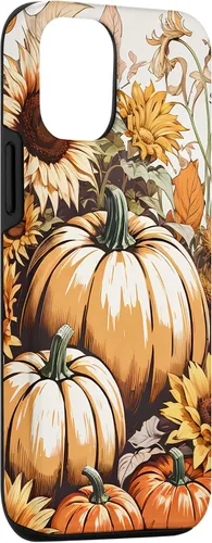 Vista 3 de iPhone 14 Bonito arte de otoño, calabazas, girasoles y hojas de otoño