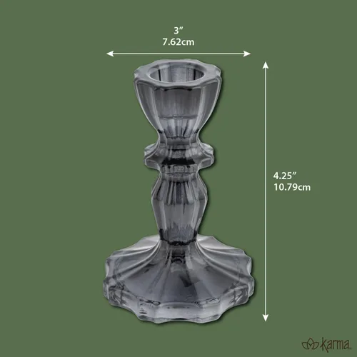 Vista 2 de Karma, Candelabro de cristal cónico, candelita portavelas para mesa de comedor, centro de mesa, cobalto