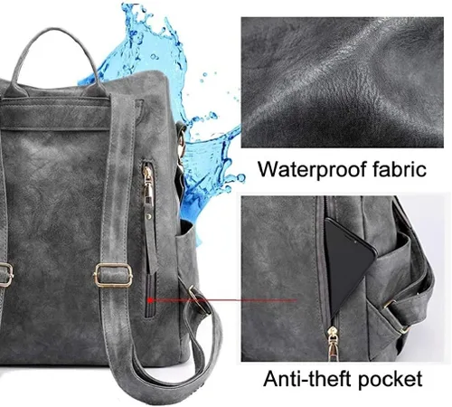 Vista 6 de Bolso de viaje de la moda de las mujeres bolso del diseñador multiusos bolso de las señoras Satchel PU cuero bolsos de hombro gris