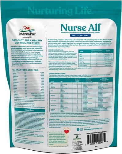 Vista 2 de Manna Pro Nurse All Multi-Species - Reemplazo de leche, bolsa de 3.5 libras Complete Nutrition - Sustituto de leche para terneros, corderos