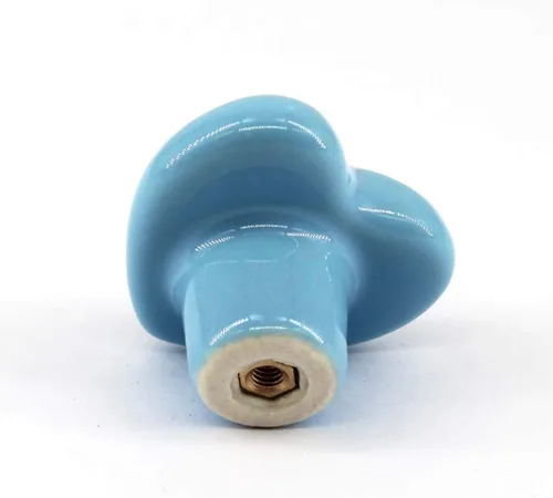Vista 4 de Flomore Pomo de cerámica azul para cajones de armario para habitación de niños, tirador en forma de corazón para cajones de aparador