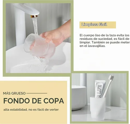 Vista 4 de Aomasi Taza de cristal del enjuague del baño para el lavabo del baño, taza Blanco esmerilado