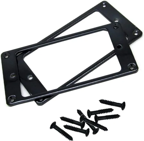 Vista 4 de 2 piezas Share Goo Metal Flat Humbucker Cover Electric Guitar Pickup Frame Anillo de montaje con tornillos (negro)