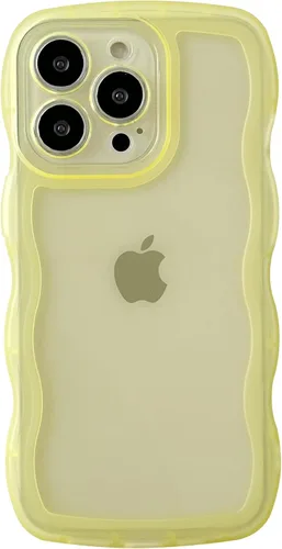 Vista 7 de Caseative Funda para iPhone 13 Pro, funda de teléfono suave transparente con marco ondulado rizado de color sólido (negro, 13 Pro) Solid