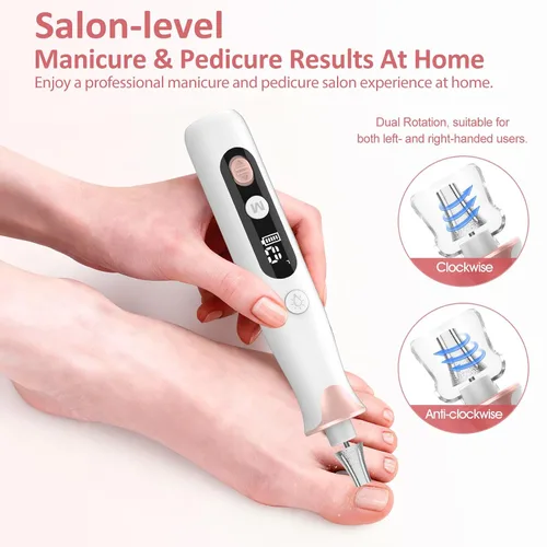Vista 4 de Haootadiy Lima eléctrica de uñas, pulidor eléctrico inalámbrico con brocas de uñas, bandas de lijado, juego profesional de manicura y pedicura