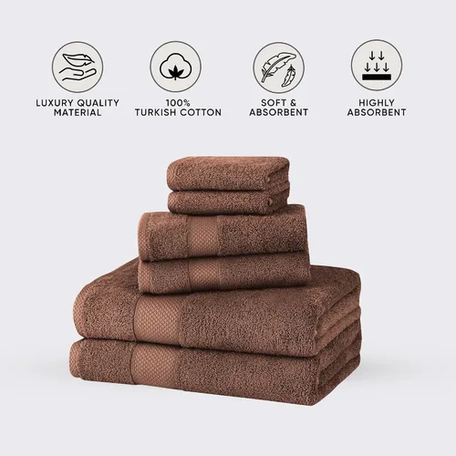 Vista 4 de Towels Beyond - Juego de toallas de lujo de 6 piezas, 100% algodón turco, de secado rápido, altamente absorbente y cómodo, incluye 2 toallas