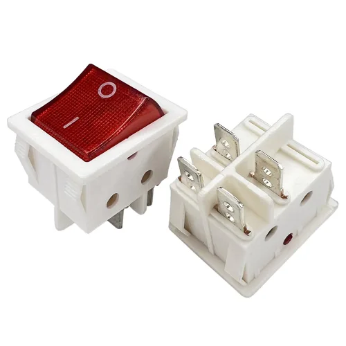 Vista 10 de Interruptor basculante DPST On-Off Unilluminated Negro 4 Pin 1.220x0.984 in Rectangular Snap-in Interruptor de alimentación de palanca