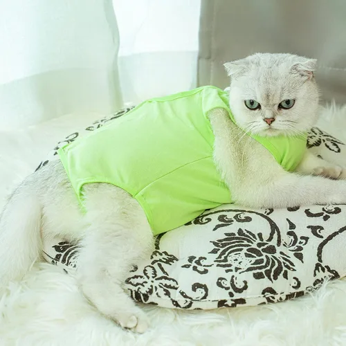 Vista 6 de Mameluco de gatito, traje de recuperación para gatos para heridas abdominales o enfermedades de la piel, después de una cirugía, usa heridas