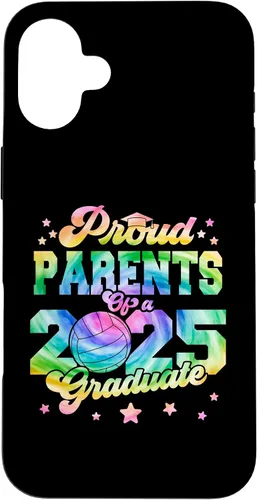 Vista 22 de iPhone 16 Parents of a 2025 Graduate Tie Dye Graduation VolleyBall Case