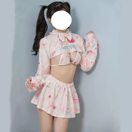Vista 2 de Disfraz sexy de anime para mujer, Lolita Kawaii, vaca lechera, juego de rol, falda de lencería traviesa, traje de criada