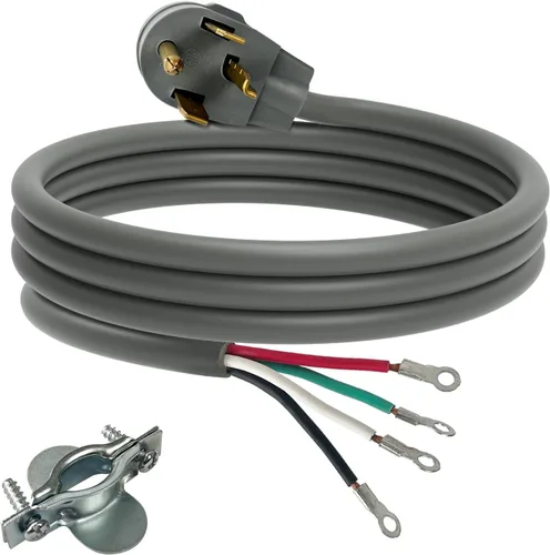 Vista 10 de Cable de secado de 4 puntas, 4 pies SRDT 10/4, cable de alimentación de extensión de electrodomésticos de 30 amperios, NEMA 14-30, negro