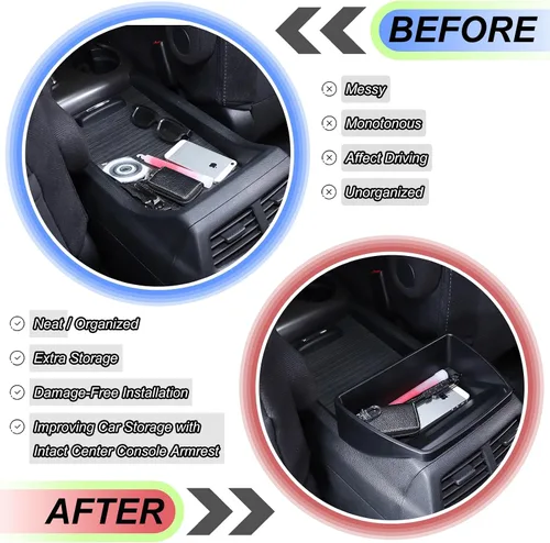 Vista 3 de Organizador de consola central para Honda Pilot 2016-2022/Ridgeline 2017-2023/Passport 2019-2023, organizador secundario para consola central