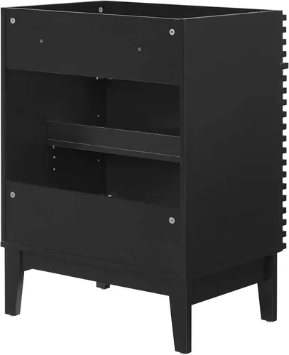 Vista 4 de Modway Gabinete de tocador de baño Render en negro - Lavabo no incluido