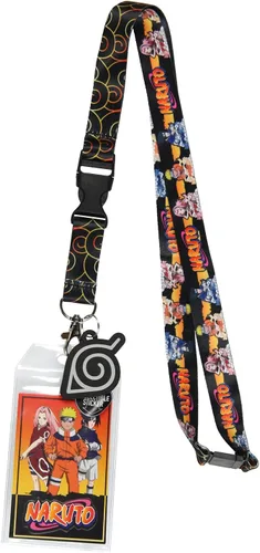 Vista 5 de Naruto Classic Sasuke Sakura y Naruto - Soporte para tarjetas de identificación con colgante de goma y calcomanía coleccionable