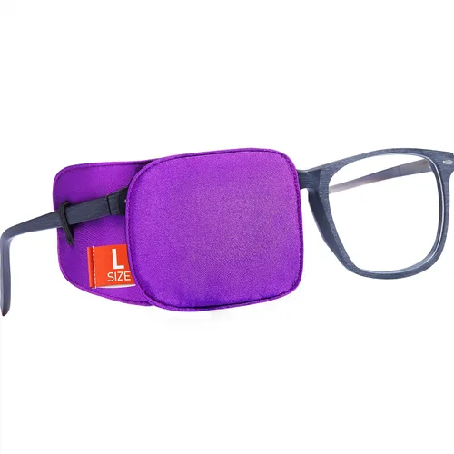 Vista 8 de Parche de ojo de seda Astropic para gafas de adultos y niños para cubrir cualquier ojo (Mediano, Violeta)