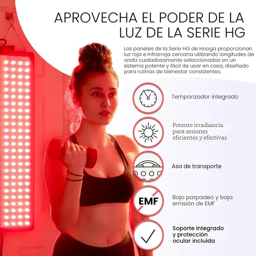 Vista 5 de Terapia de luz roja por Hooga, 660nm 850nm, terapia de luz LED cercana al infrarrojo. Alta potencia, baja salida de FEM. para energía, alivio