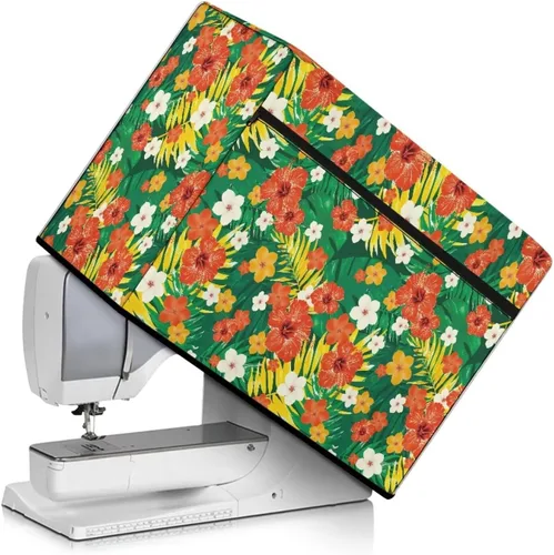 Vista 28 de Funda para máquina de coser de girasoles de otoño con prácticos bolsillos, cubierta protectora duradera acolchada contra el polvo, accesorios