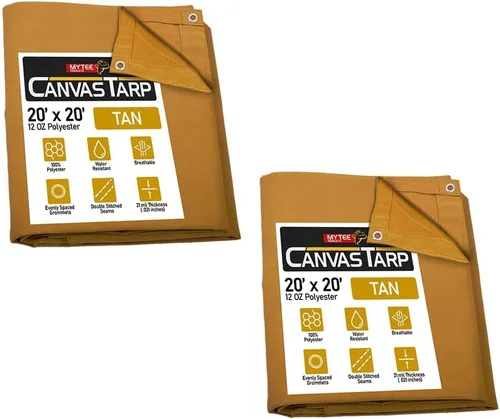 Vista 74 de Mytee Products Lona de lona marrón oscuro de 6 x 8 pies de 12 onzas, resistente al agua y transpirable, lonas resistentes, cubierta de lona Marrón