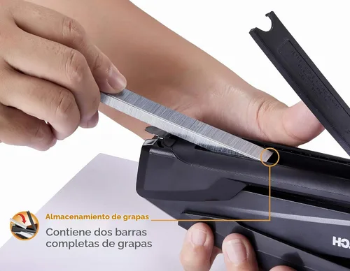 Vista 4 de Bostitch Office Executive - Engrapadora 3 en 1, incluye 210 grapas y removedor de grapas integrado, grapado con un dedo, sin esfuerzo, capacidad