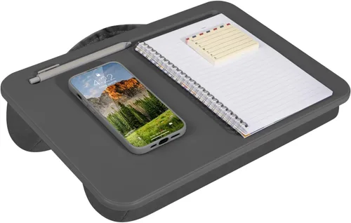 Vista 20 de LAPGEAR Escritorio compacto – Aqua Sky, se adapta a portátiles de 14" Microbead Cushion, Built-In Pencil Slot, Carry Handle, Fits Standard